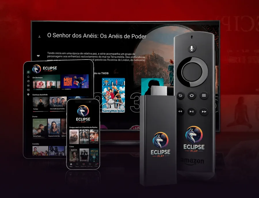 EclipseTV disponível em Smart TV, tablet, celular e Fire Stick